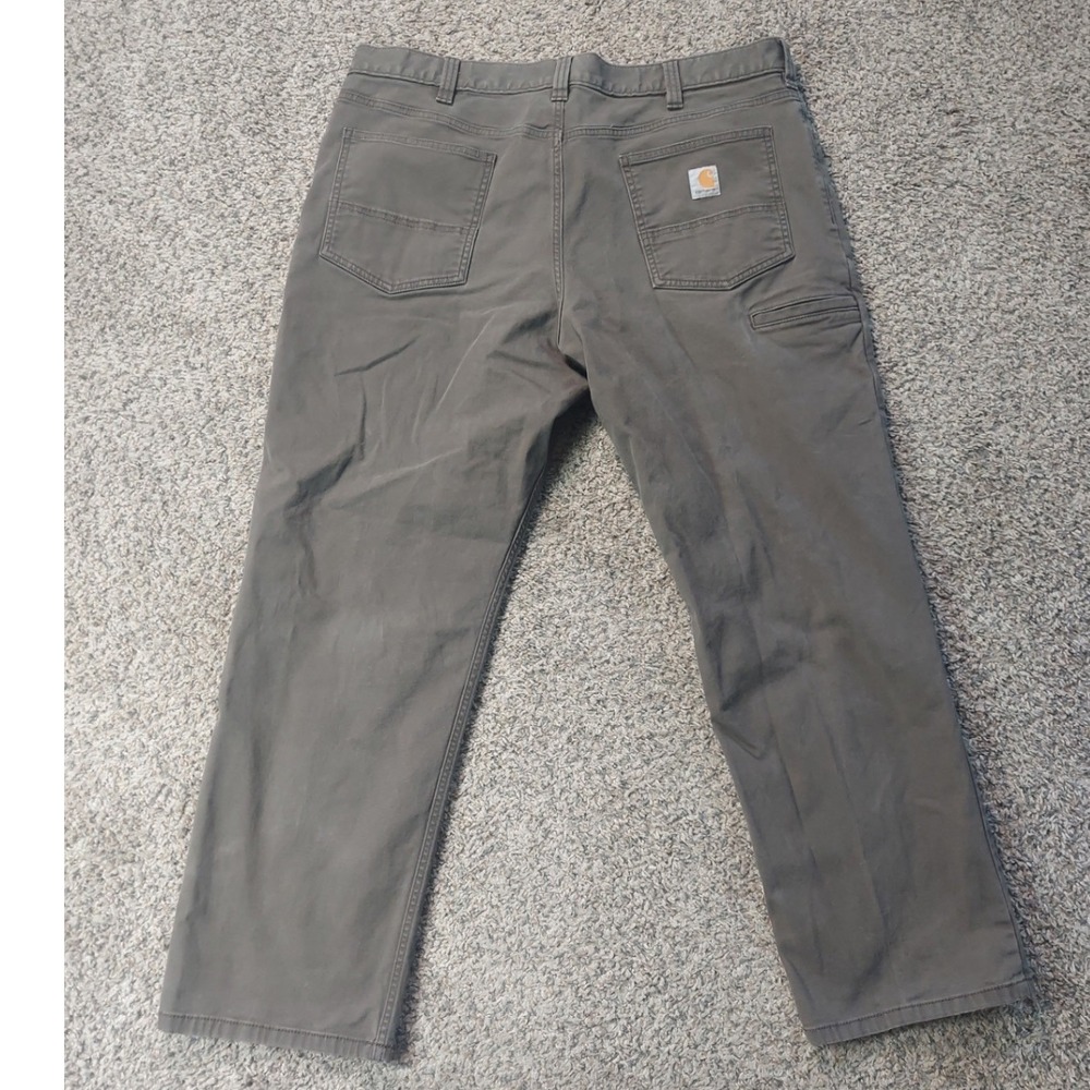 Carhartt Pants Mens 40x30 Gray Relaxed Fit Canvas Work Utility Trousers 5-Pocket - Picture 2 of 6